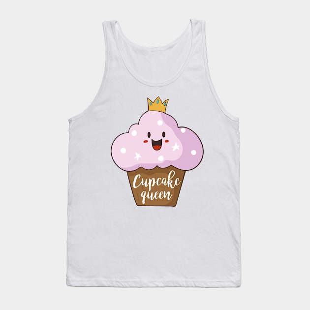 Cupcake Queen, Cute Cupcake With Crown Tank Top by Dreamy Panda Designs